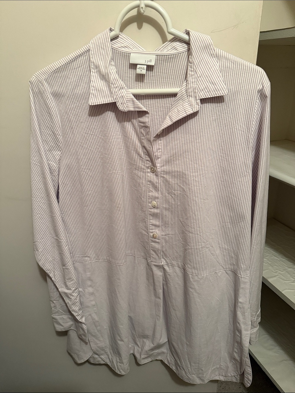J. Jill Light Pink and White Striped Tunic Shirt